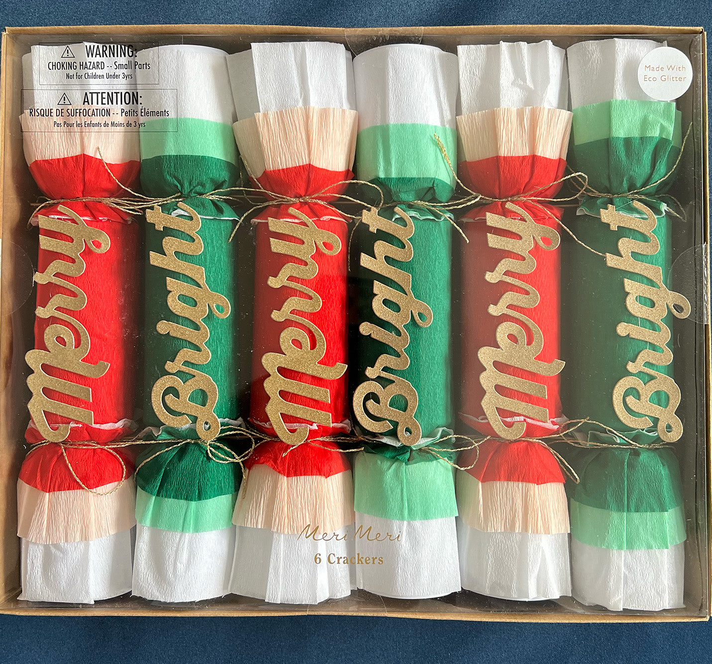 Merry & Bright Christmas Crackers (Set of 6)