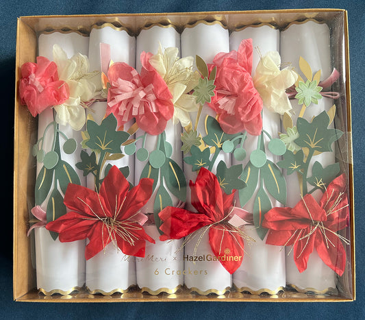 HAZEL GARDINER LARGE FLOWER CHRISTMAS CRACKERS (Set of 6)