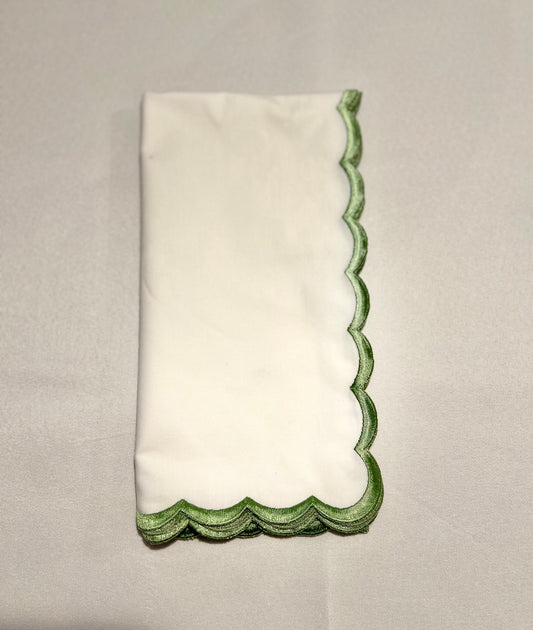 Sage Scalloped Cotton Napkin